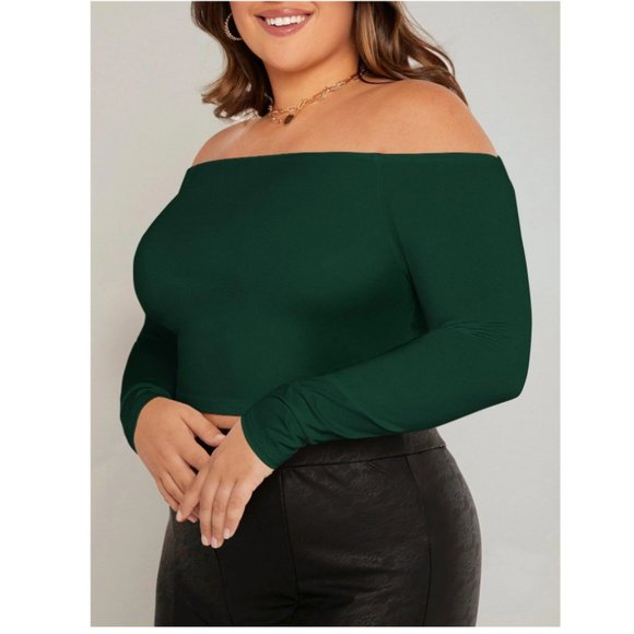 SHEIN Essnce Plus Off Shoulder Solid Tee - Picture 3 of 5